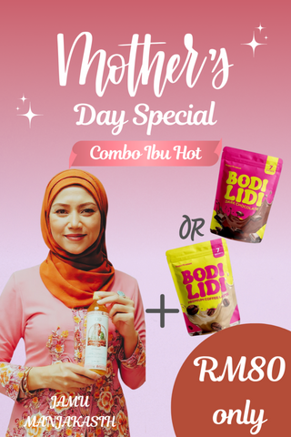 Combo Ibu Hot (1 bottle Jamu Manjakasih & 1 Packet Bodilidi Coffee Latte / Dark Chocolate